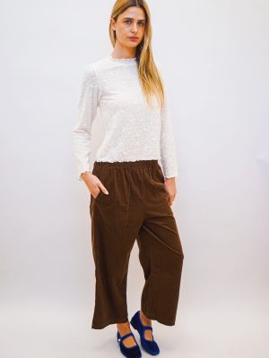 מכנסי קורדרוי יונה חום