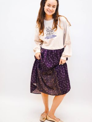 שמלת טלאים חתולי בז' סגול