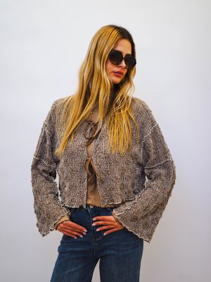 ג'קט קשירות חום תחרה