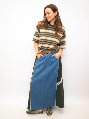 חצאית נינה פסי צד ירוק