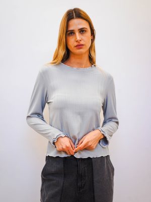 חולצת פסים בבד אפור