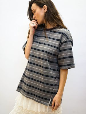 חולצת /טוניקה פסים קונטור אפור