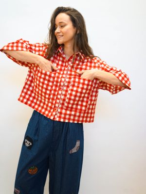 חולצת ג'קט שיבוץ אדום
